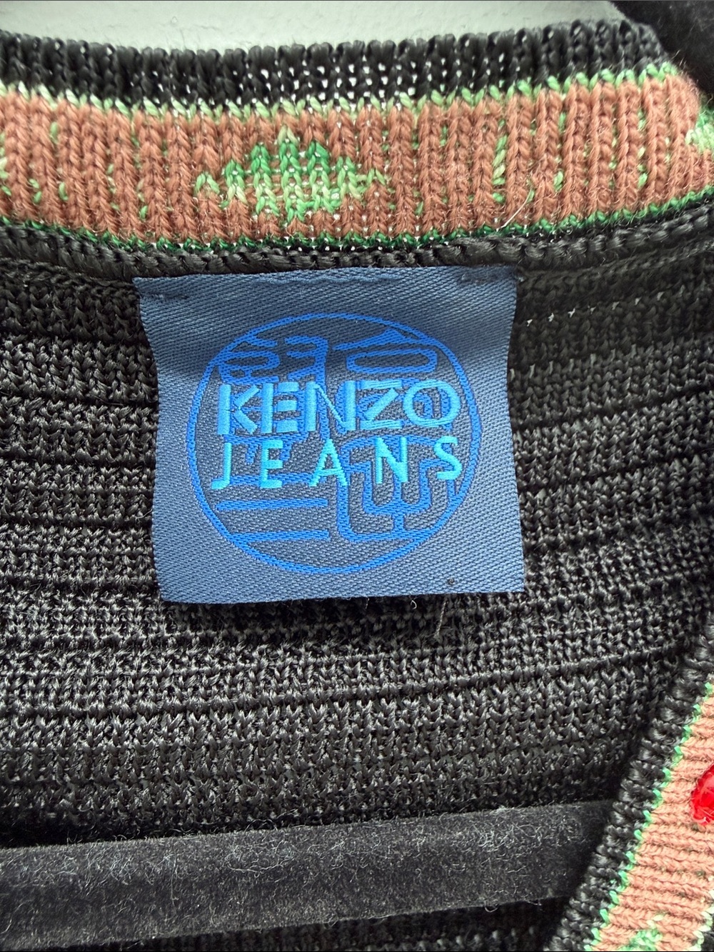 Kenzo Black Multicolor Knit V-Neck Sleeveless Top - Picture 2 of 4